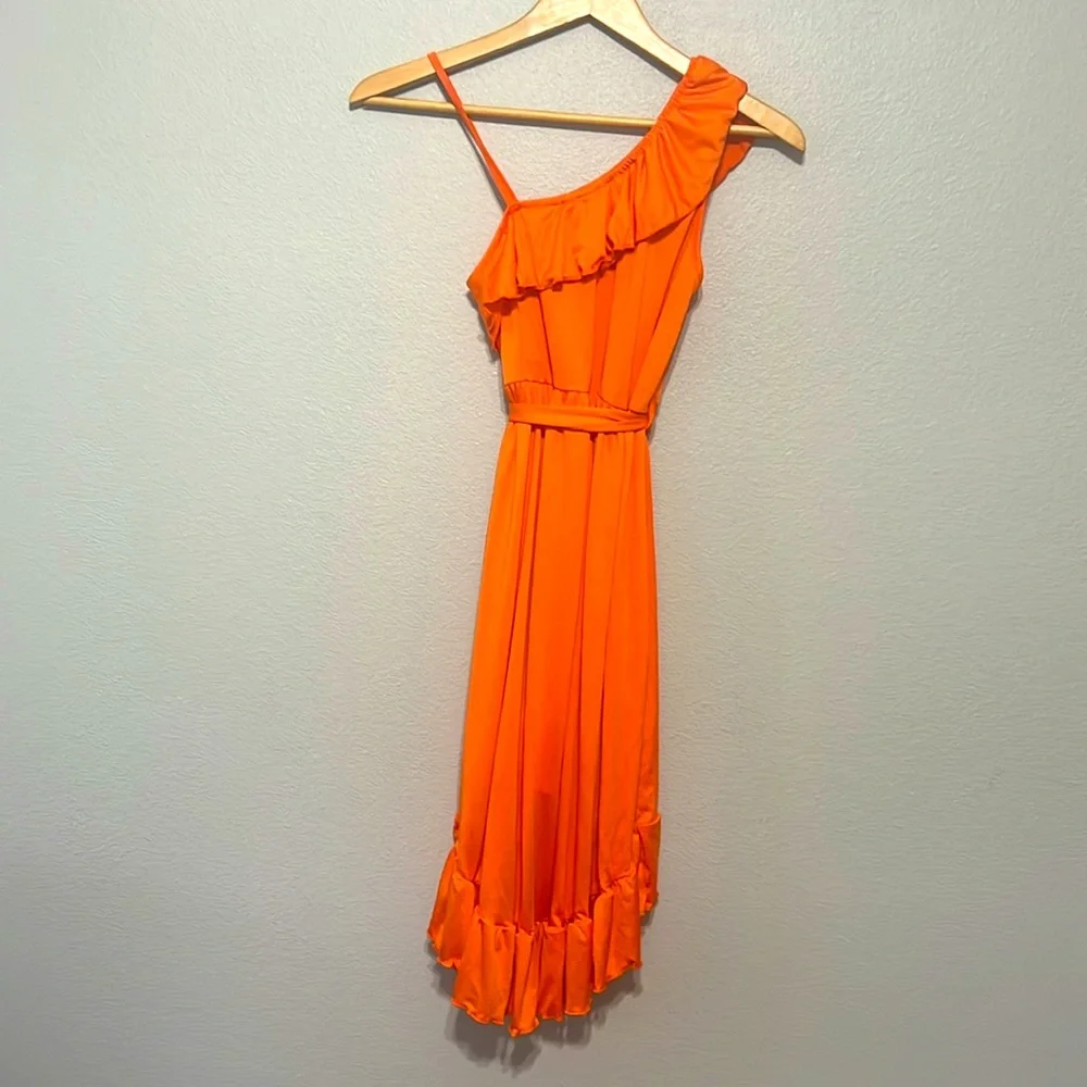 SHEIN Kids Orange One Shoulder‎ Asymmetrical Sundress Pageant Dress Size 11/12